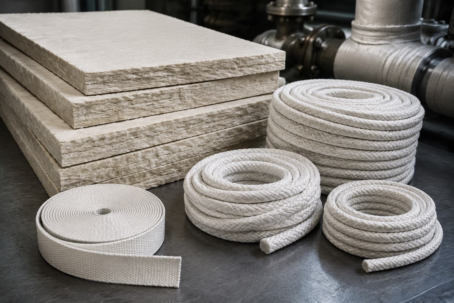 Plaques de carton en fibres minérales pour isolation et étanchéité haute température